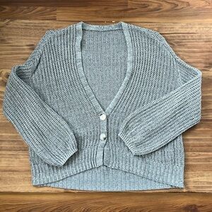 💚 BOGO FREE 💚 Grey Oversized Knit Cropped Cardigan
